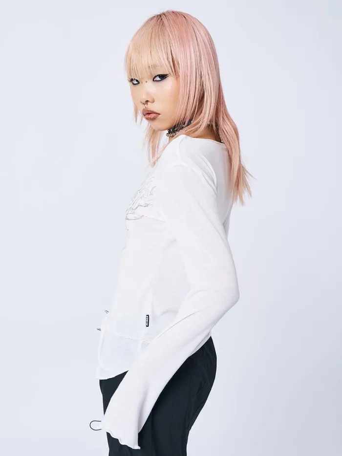 Clothing Cryptic Love White Asymmetric Top Minga London Long Sleeve Tops