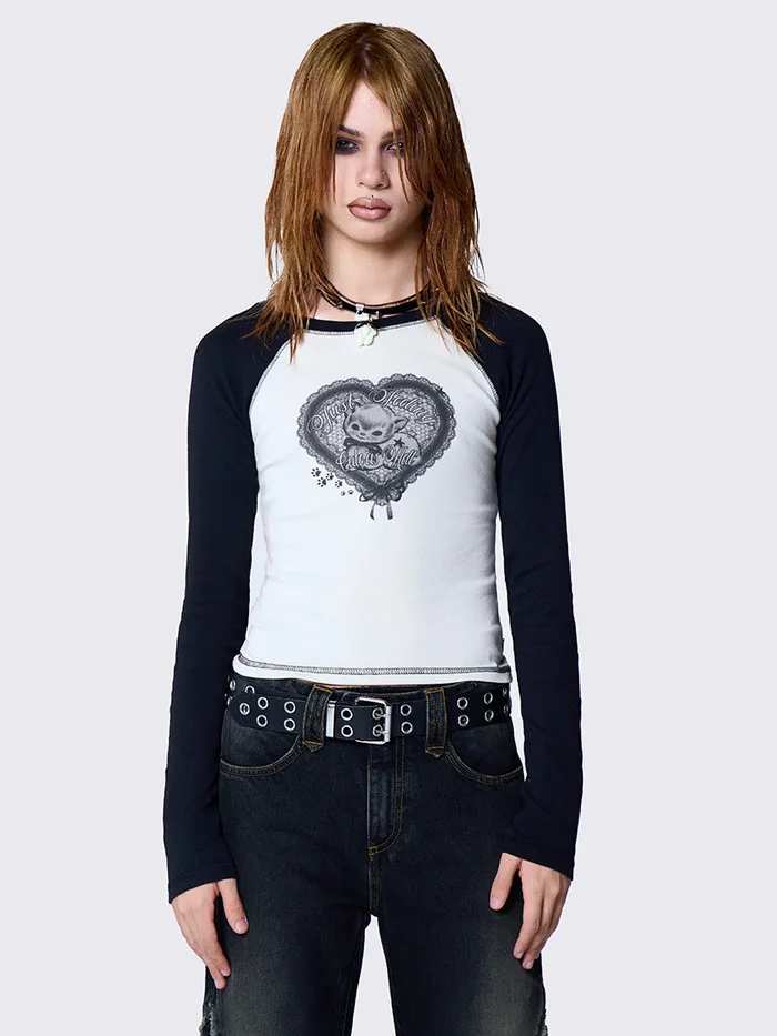 Clothing Cute As Hell Graphic Raglan Top Minga London Long Sleeve Tops