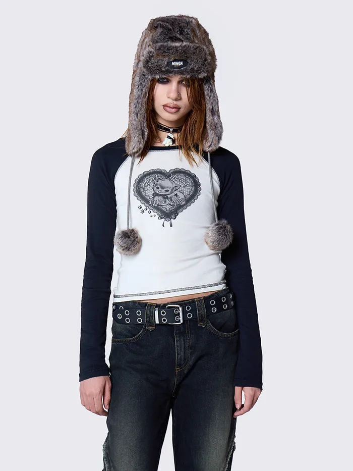 Clothing Cute As Hell Graphic Raglan Top Minga London Long Sleeve Tops