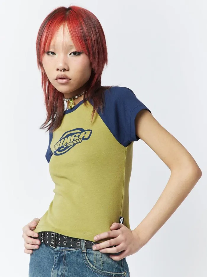 Clothing Cyber Graphic Print Raglan Baby Tee Minga London Crop Tops