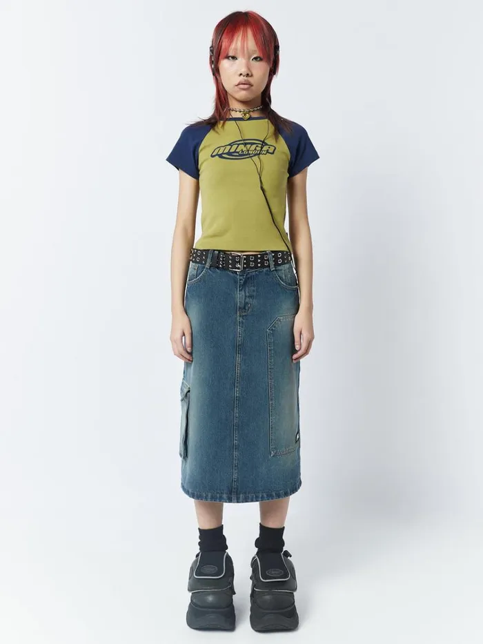 Clothing Cyber Graphic Print Raglan Baby Tee Minga London Crop Tops