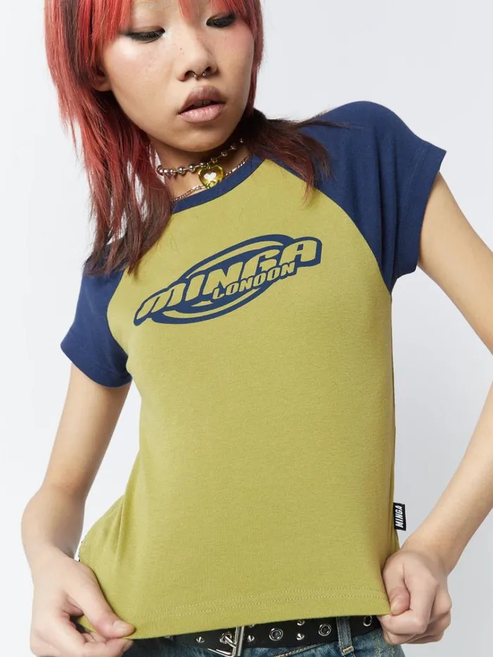 Clothing Cyber Graphic Print Raglan Baby Tee Minga London Crop Tops