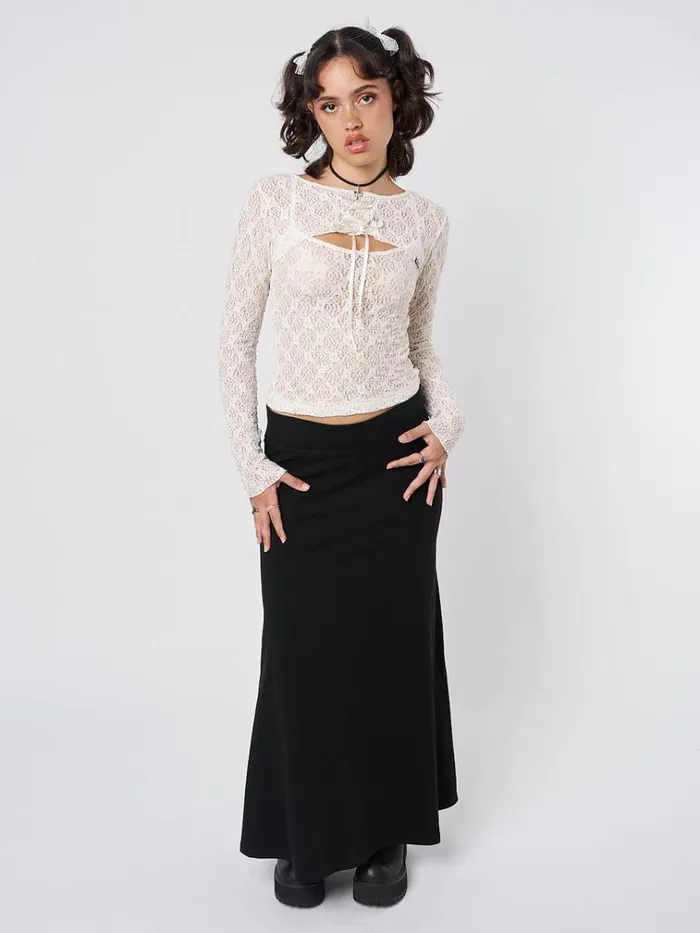 Clothing Dahlia Cream Shrug and Cami Top Lace Set Minga London Long Sleeve Tops