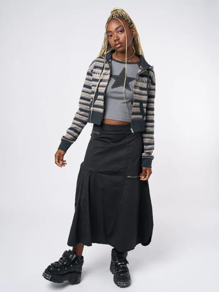 Clothing Deba Striped Zip Up Hoodie Minga London Jackets