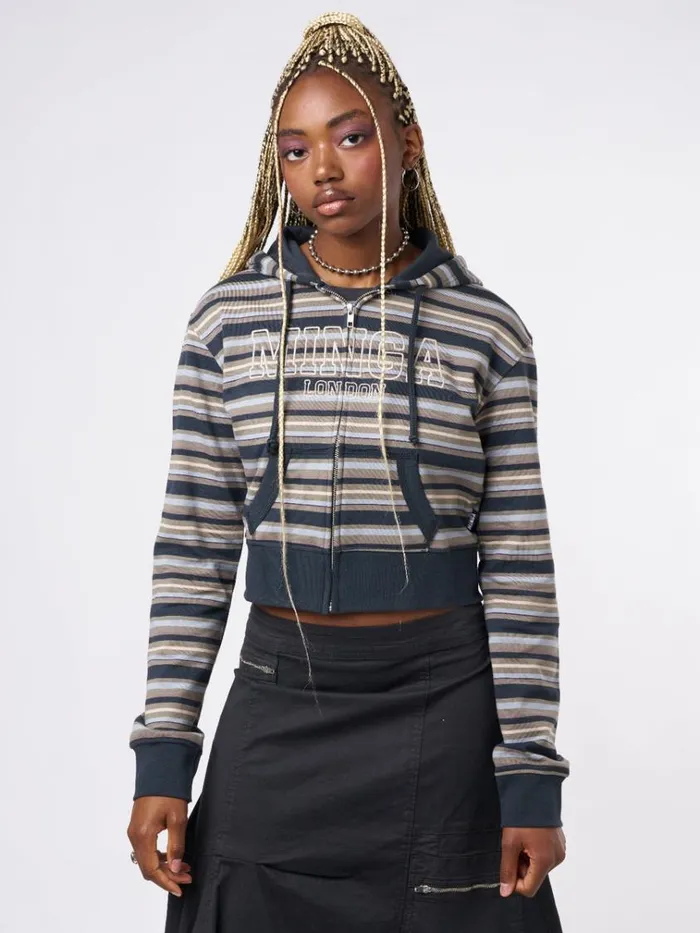 Clothing Deba Striped Zip Up Hoodie Minga London Jackets