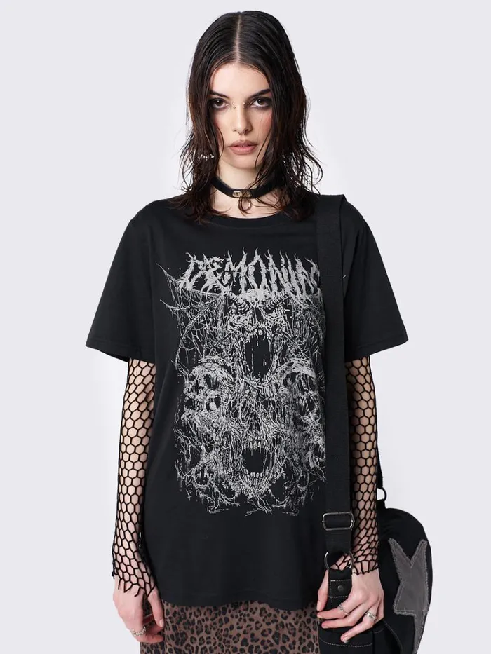 Clothing Demoniac Black Graphic Tshirt Minga London Graphic Tees