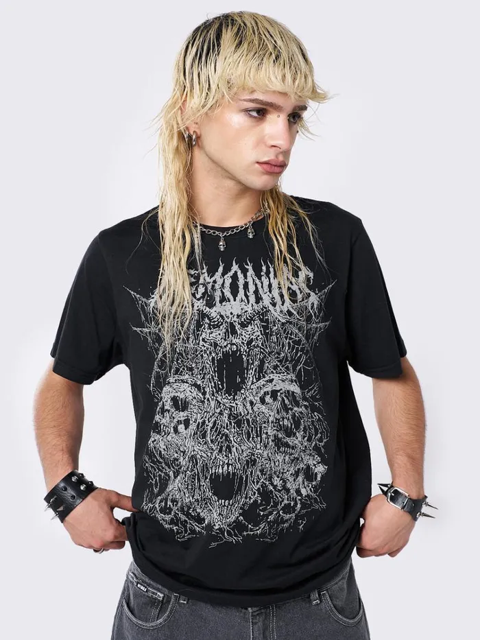 Clothing Demoniac Black Graphic Tshirt Minga London Graphic Tees