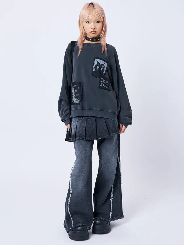 Clothing Dont Cross Kitty Black Graphic Sweatshirt Minga London Sweatshirts