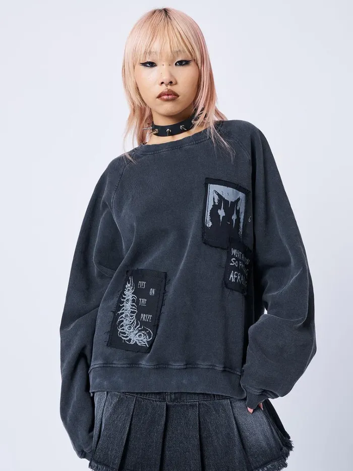 Clothing Dont Cross Kitty Black Graphic Sweatshirt Minga London Sweatshirts