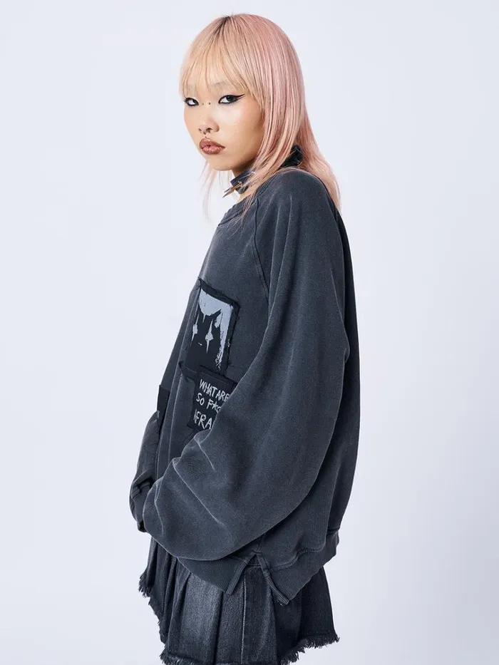 Clothing Dont Cross Kitty Black Graphic Sweatshirt Minga London Sweatshirts