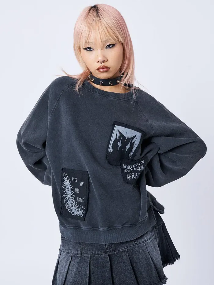 Clothing Dont Cross Kitty Black Graphic Sweatshirt Minga London Sweatshirts