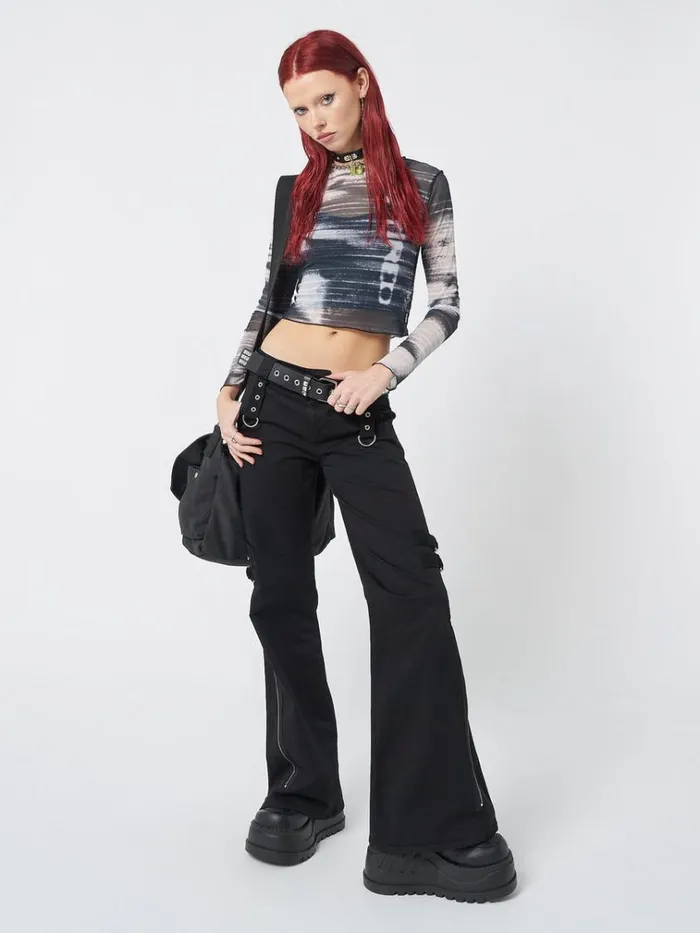 Clothing Electric Angel Mesh Crop Top Minga London Long Sleeve Tops