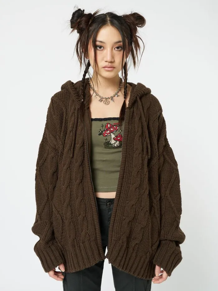 Clothing Eli Brown Zip Up Cable Knit Cardigan Minga London Jackets