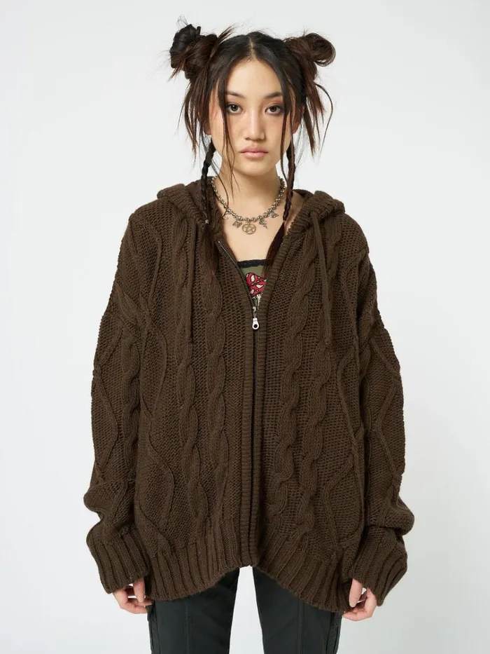 Clothing Eli Brown Zip Up Cable Knit Cardigan Minga London Jackets