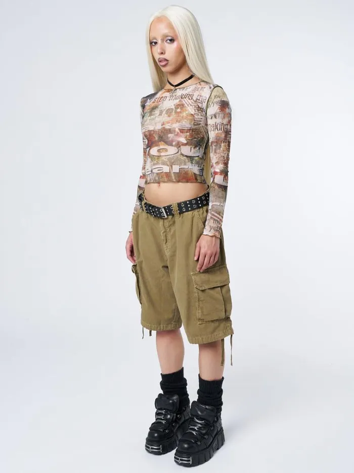 Clothing Eliza Graphic Mesh Top Minga London Long Sleeve Tops