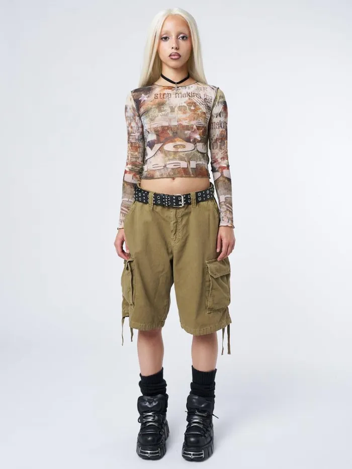 Clothing Eliza Graphic Mesh Top Minga London Long Sleeve Tops