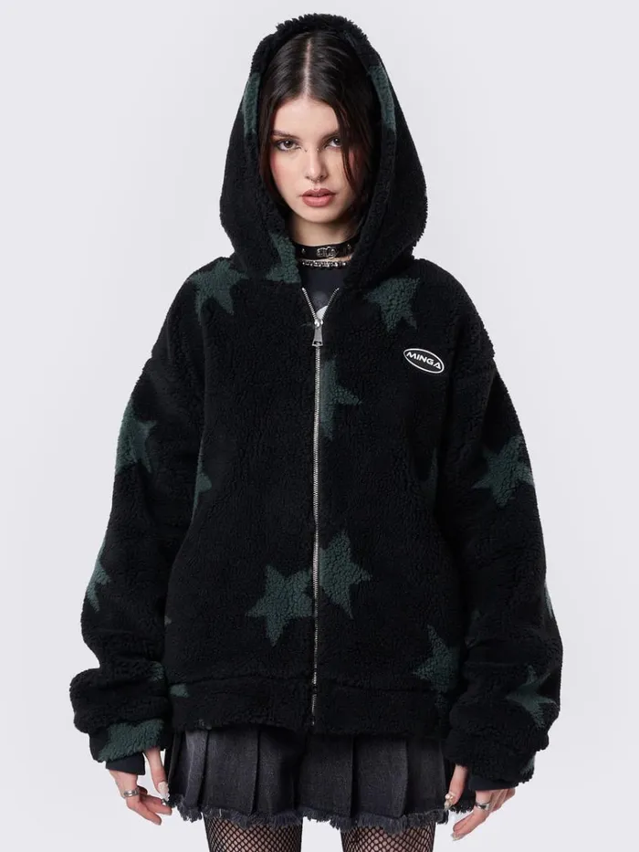 Clothing Fallen Star Fleece Zip Up Hooded Jacket Minga London Jackets
