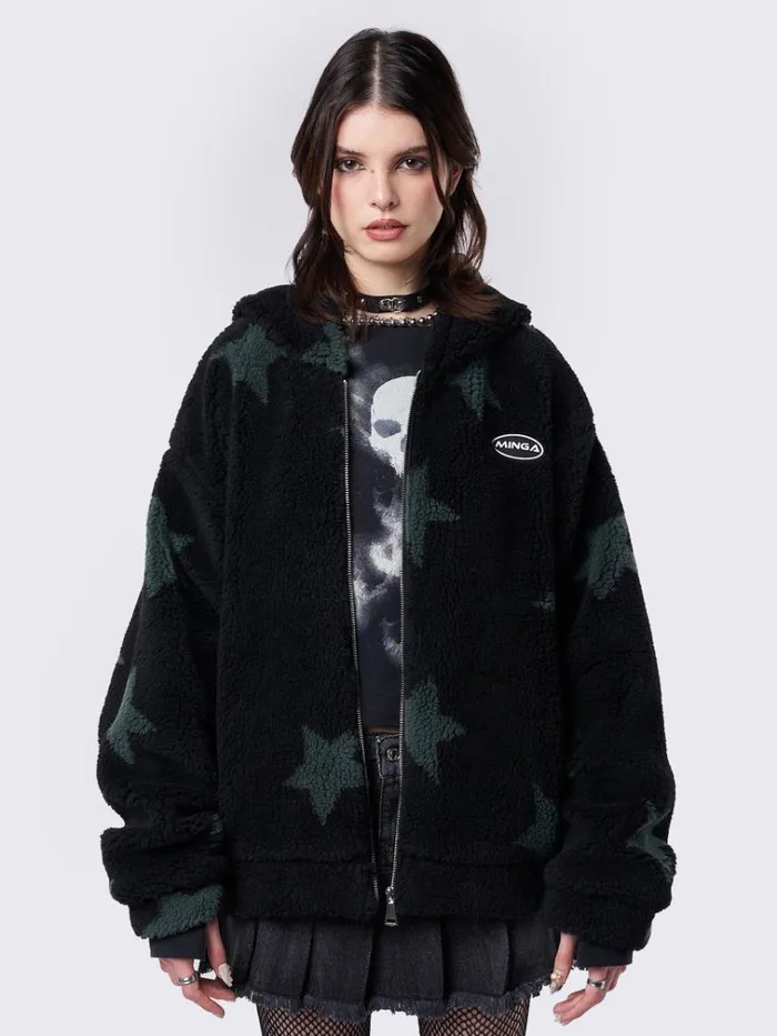 Clothing Fallen Star Fleece Zip Up Hooded Jacket Minga London Jackets