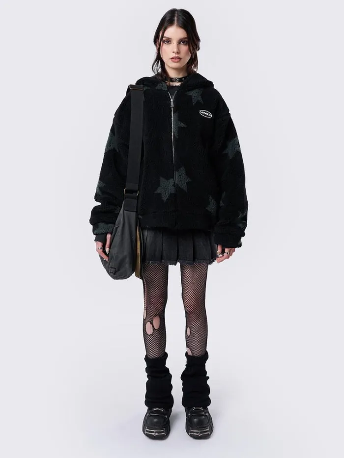 Clothing Fallen Star Fleece Zip Up Hooded Jacket Minga London Jackets