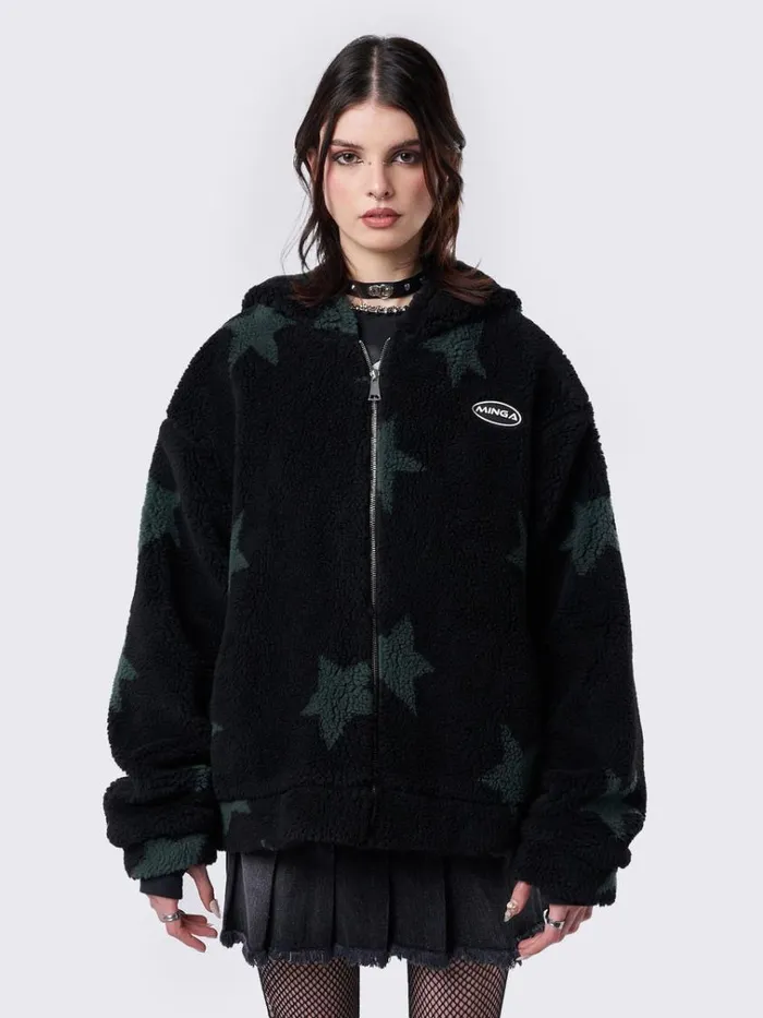 Clothing Fallen Star Fleece Zip Up Hooded Jacket Minga London Jackets