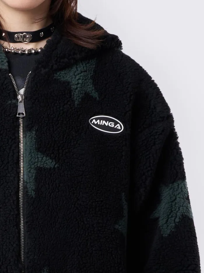 Clothing Fallen Star Fleece Zip Up Hooded Jacket Minga London Jackets