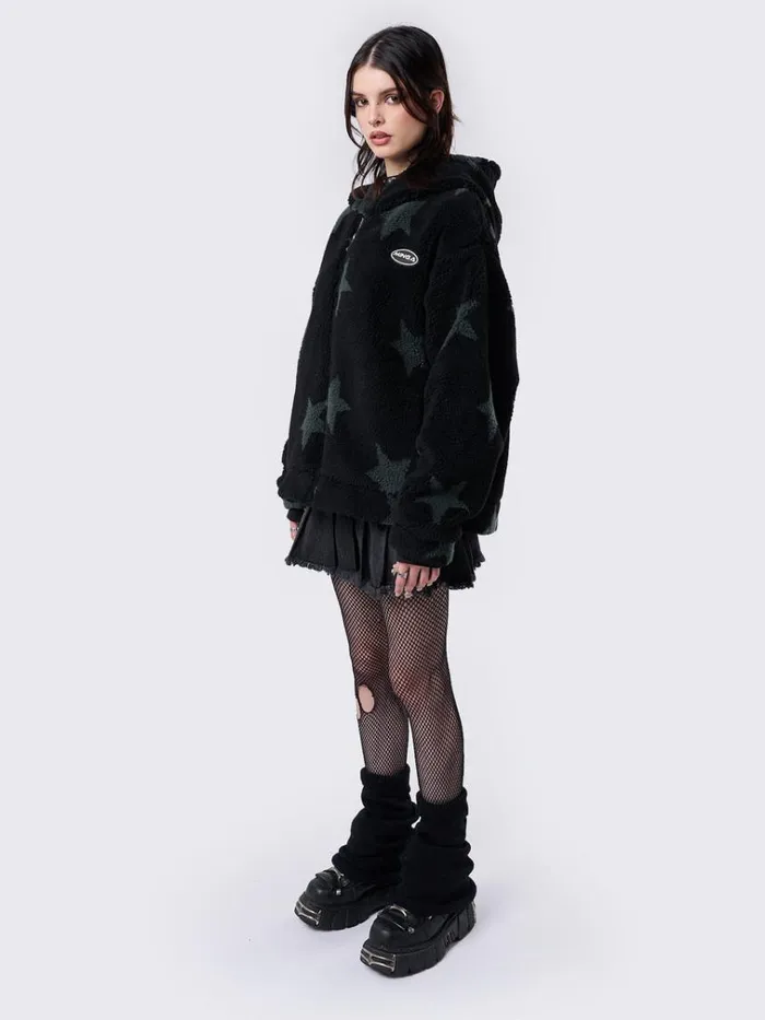 Clothing Fallen Star Fleece Zip Up Hooded Jacket Minga London Jackets