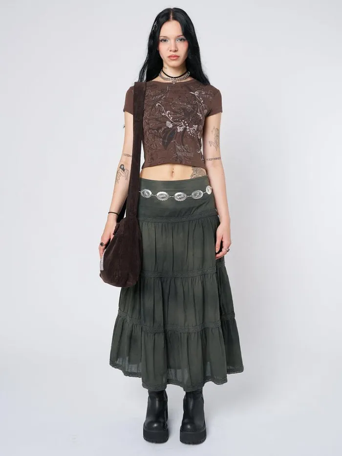 Clothing Find Yourself Brown Graphic Baby Tee Minga London Crop Tops