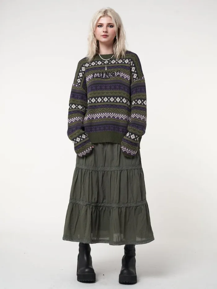 Clothing Foggy Green Ruffle Lace Maxi Skirt Minga London Skirts