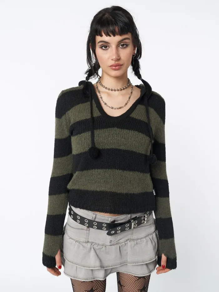 Clothing Forest Stripes Knitted Hoodie Minga London Sweaters