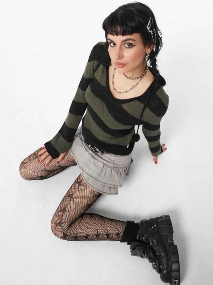 Clothing Forest Stripes Knitted Hoodie Minga London Sweaters