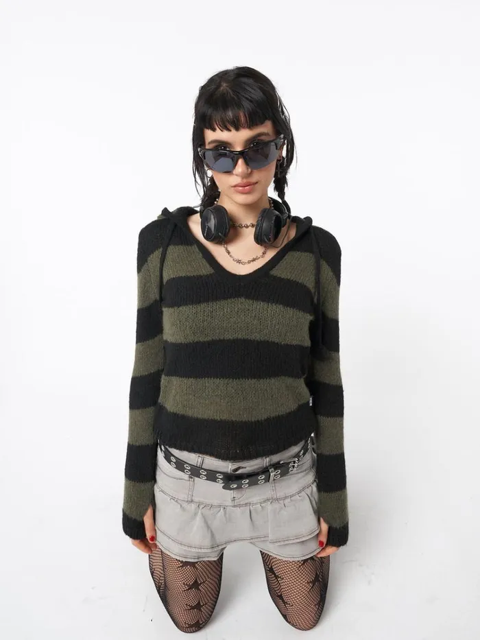 Clothing Forest Stripes Knitted Hoodie Minga London Sweaters