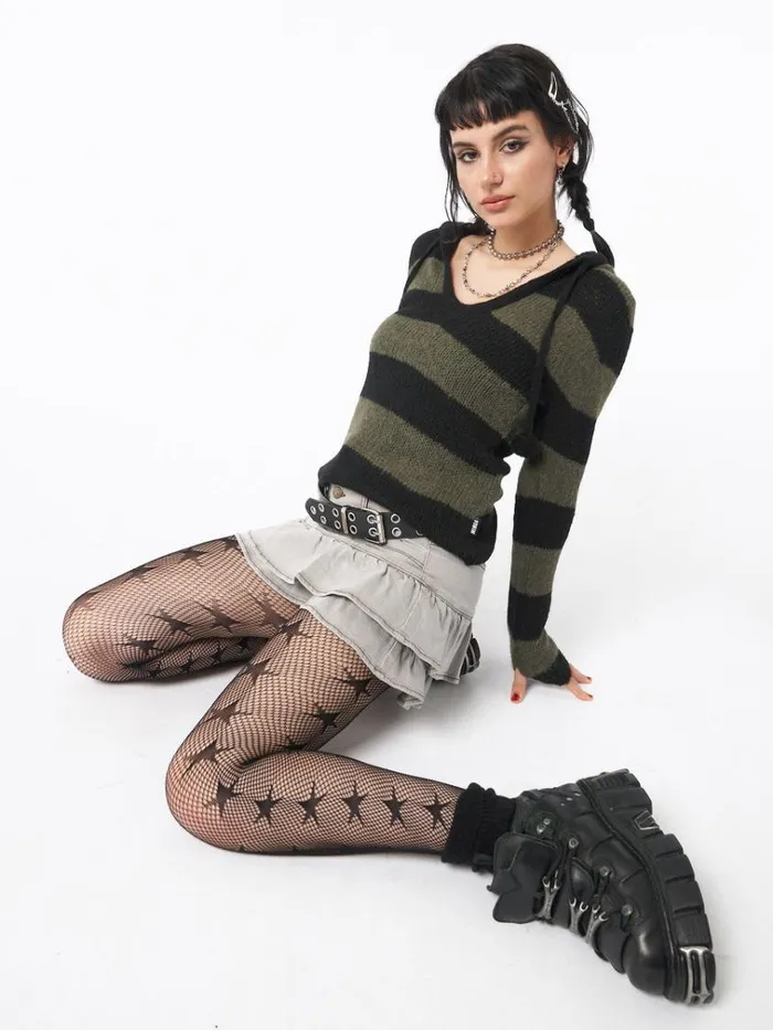 Clothing Forest Stripes Knitted Hoodie Minga London Sweaters