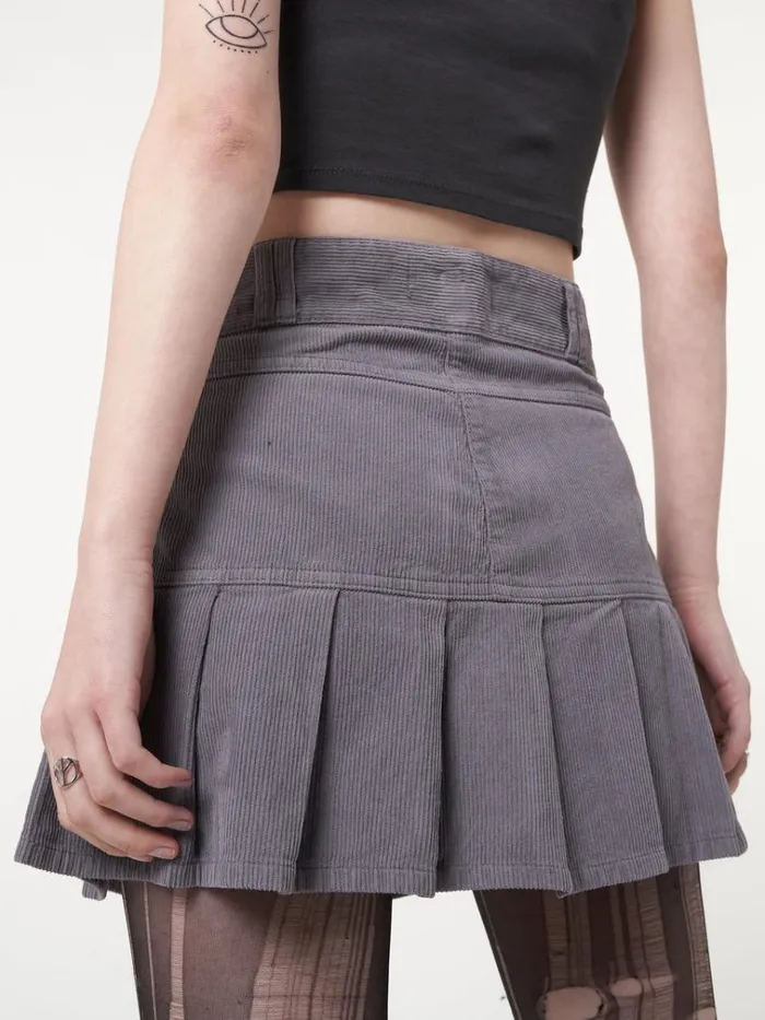 Clothing Grey Corduroy Pleated Mini Skirt Minga London Skirts