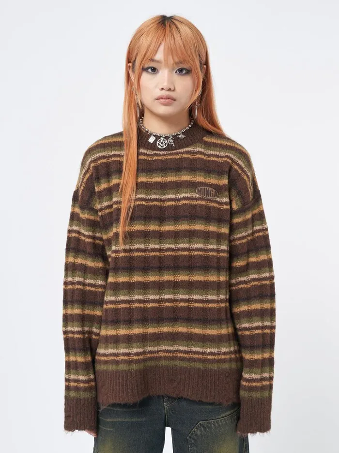 Clothing Hazel Striped Chunky Knit Jumper Minga London Sweaters
