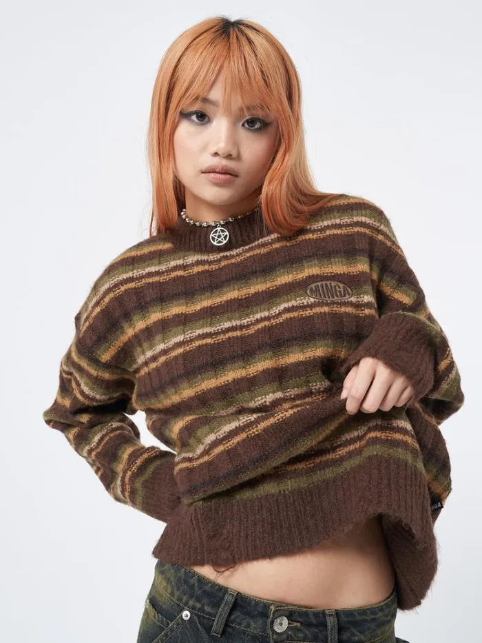 Clothing Hazel Striped Chunky Knit Jumper Minga London Sweaters