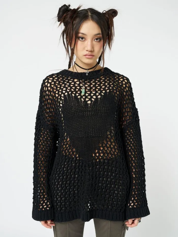 Clothing Heart Stopper Open Knit Jumper Minga London Sweaters