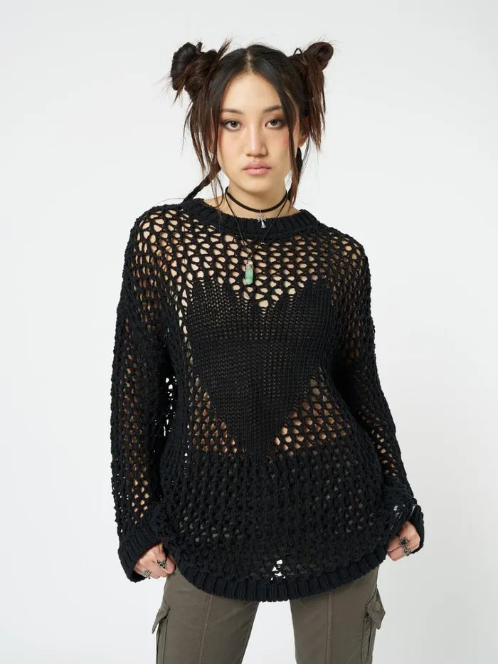 Clothing Heart Stopper Open Knit Jumper Minga London Sweaters