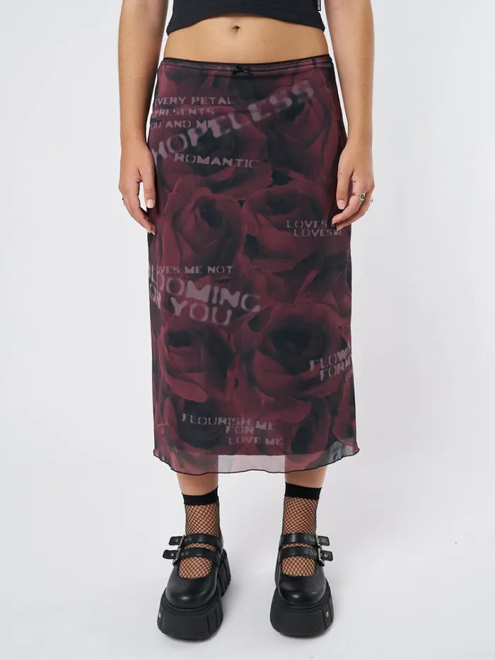 Clothing Hopeless Romantic Rose Mesh Midi Skirt Minga London Skirts