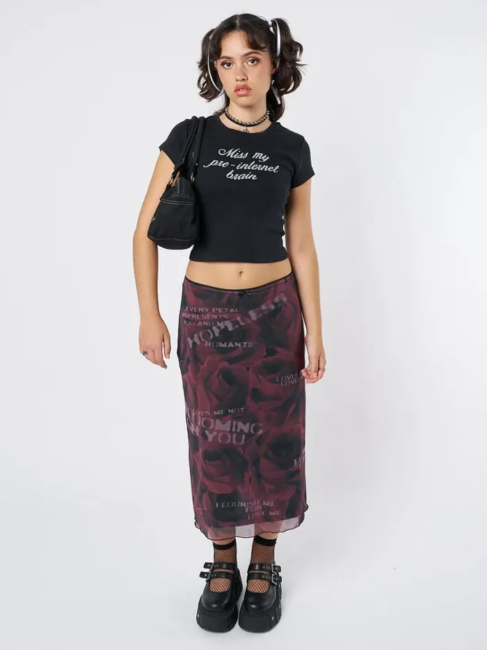 Clothing Hopeless Romantic Rose Mesh Midi Skirt Minga London Skirts