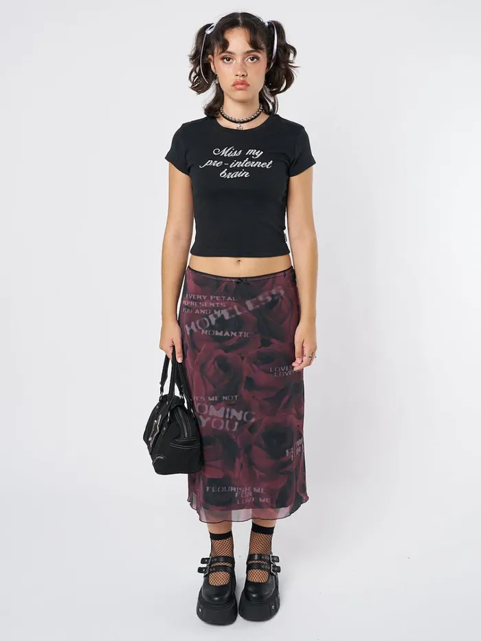 Clothing Hopeless Romantic Rose Mesh Midi Skirt Minga London Skirts