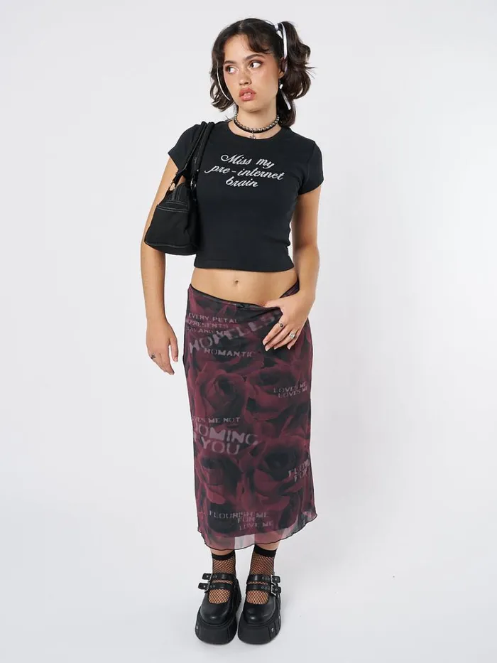 Clothing Hopeless Romantic Rose Mesh Midi Skirt Minga London Skirts