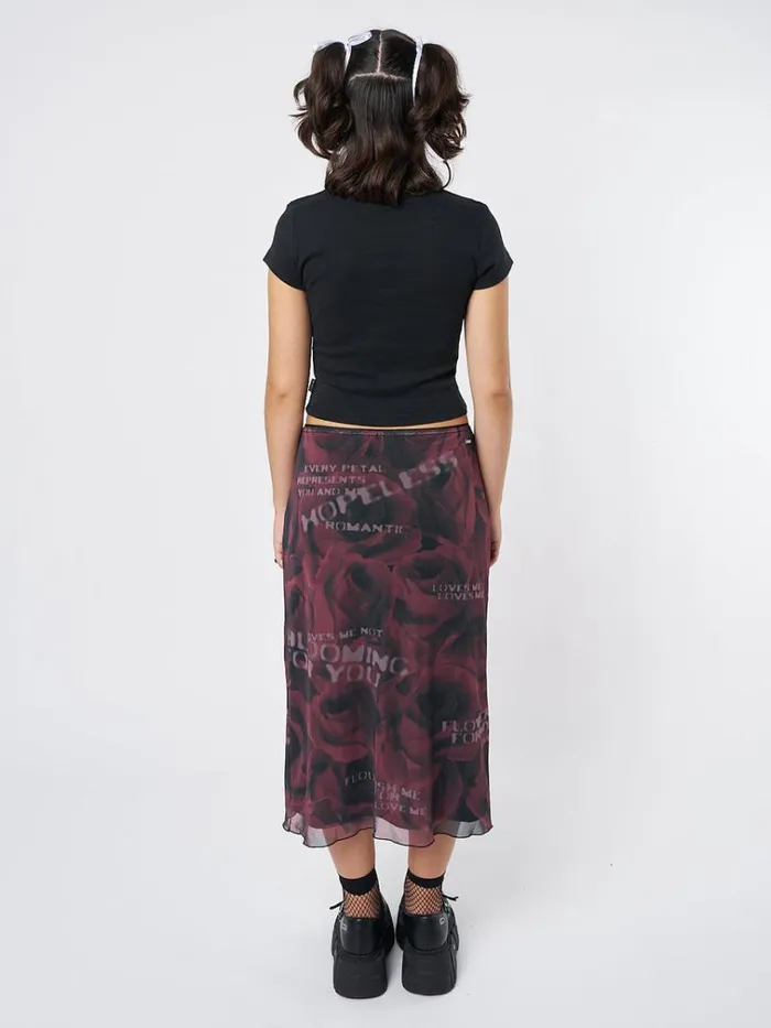 Clothing Hopeless Romantic Rose Mesh Midi Skirt Minga London Skirts