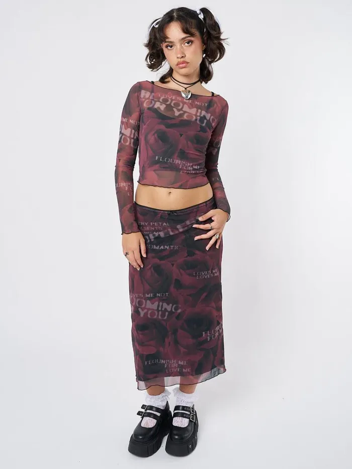 Clothing Hopeless Romantic Rose Mesh Top Minga London Long Sleeve Tops