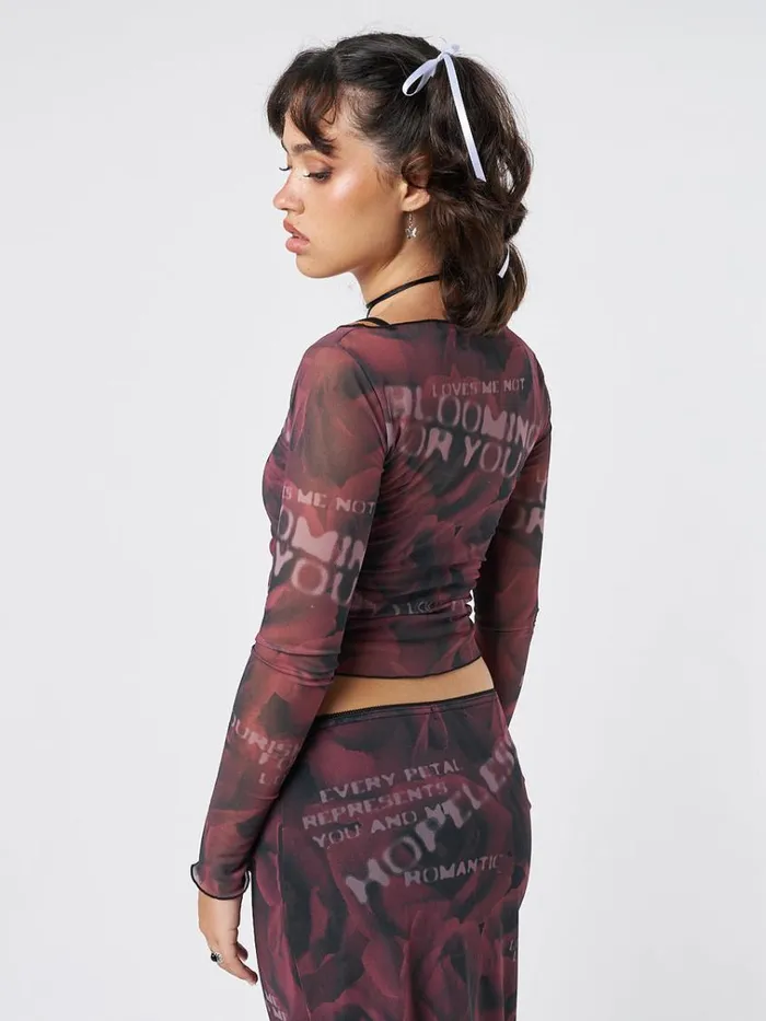 Clothing Hopeless Romantic Rose Mesh Top Minga London Long Sleeve Tops