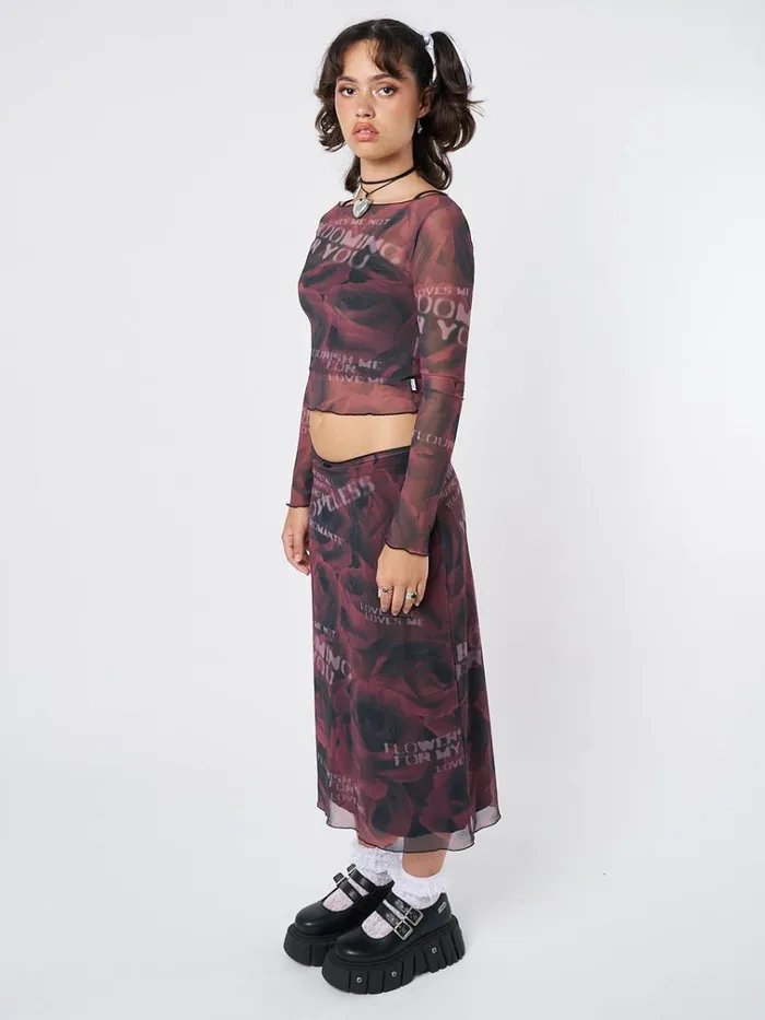 Clothing Hopeless Romantic Rose Mesh Top Minga London Long Sleeve Tops