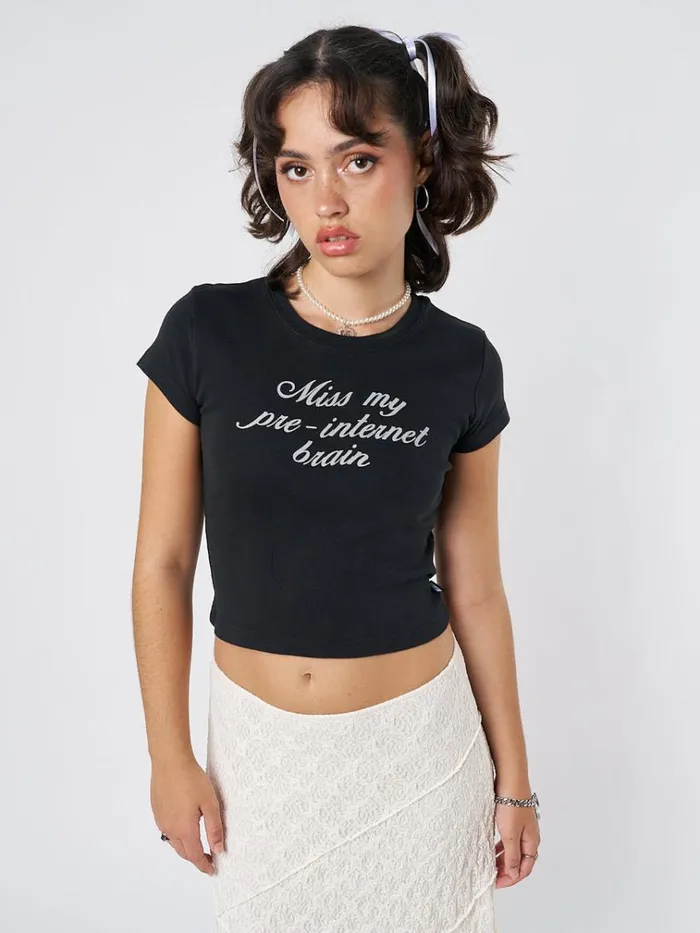 Clothing Internet Brain Black Baby Tee Minga London Crop Tops