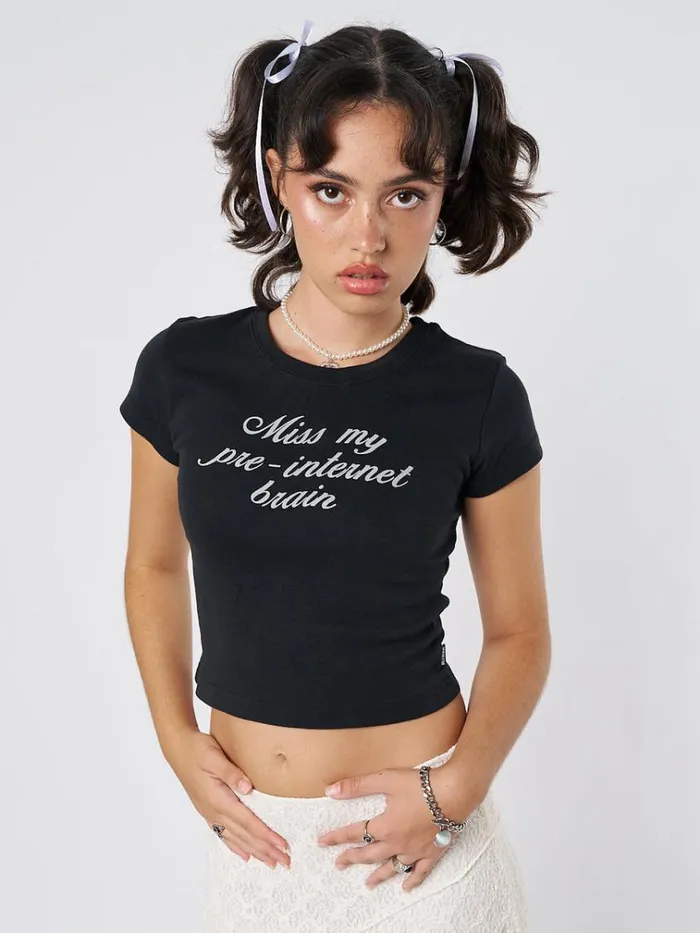 Clothing Internet Brain Black Baby Tee Minga London Crop Tops