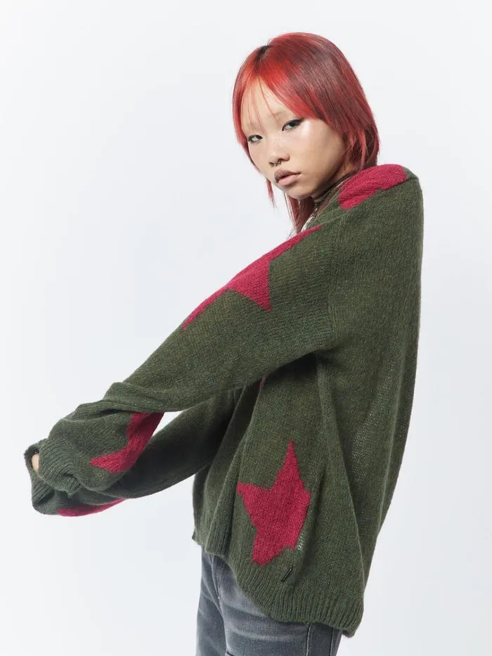 Clothing Interstellar Star Pink Khaki Knit Sweater Minga London Sweaters