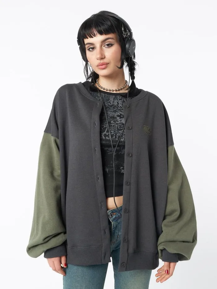 Clothing Ivy Black Green Oversized Bomber Jacket Minga London Jackets