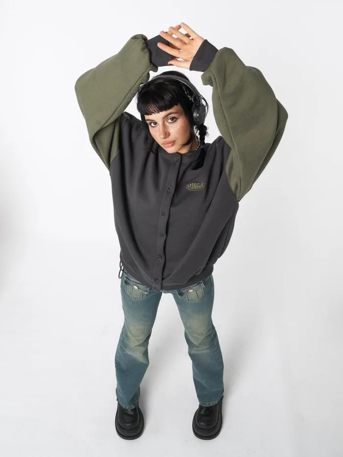 Clothing Ivy Black Green Oversized Bomber Jacket Minga London Jackets